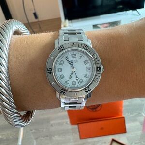 Hermès silver clipper watch